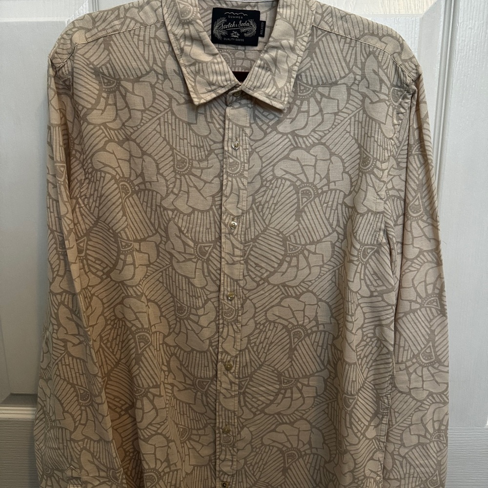 Scotch & Soda Beige Patterned Casual Button Down Shirt